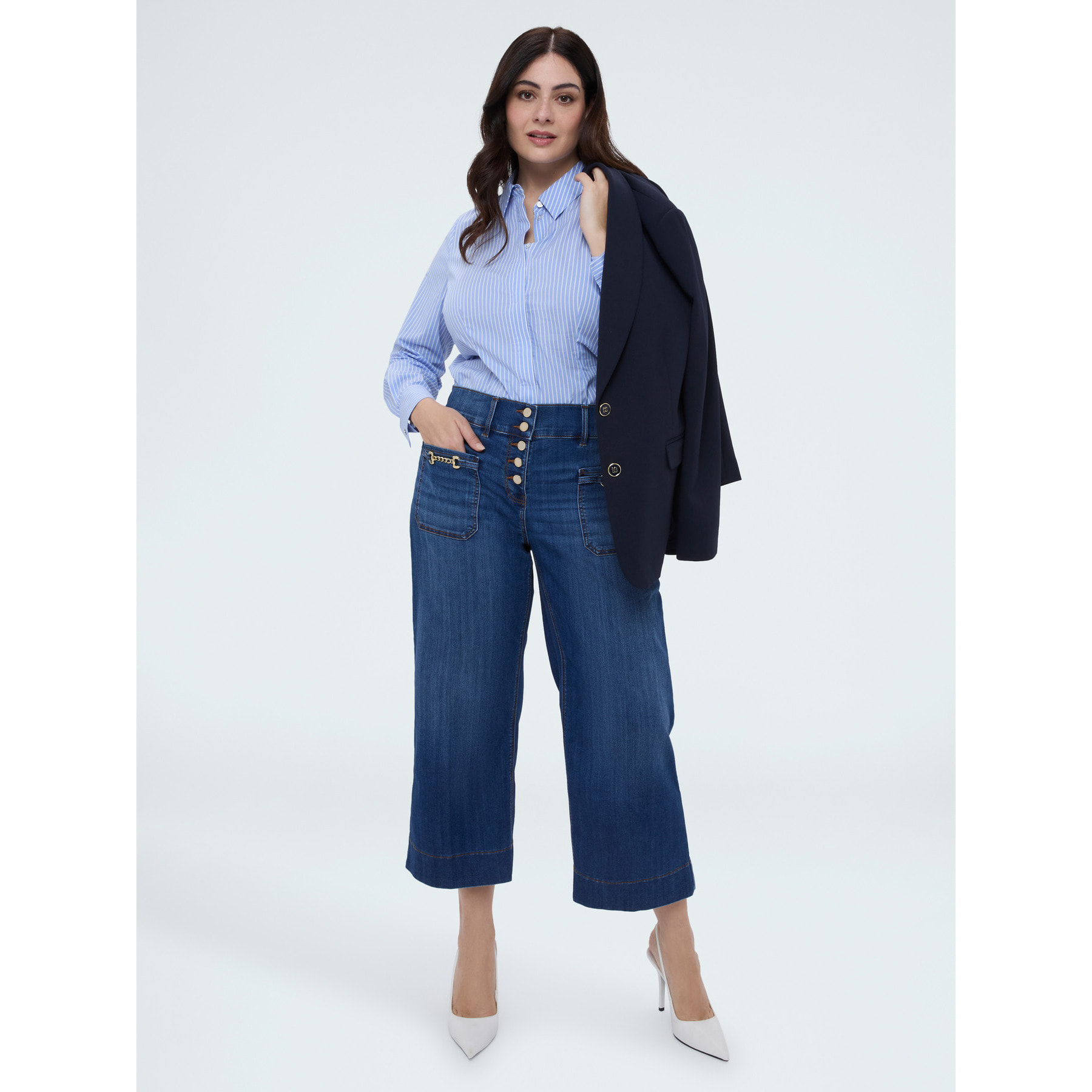 Fiorella Rubino - Camicia a righe in cotone - Azzurro