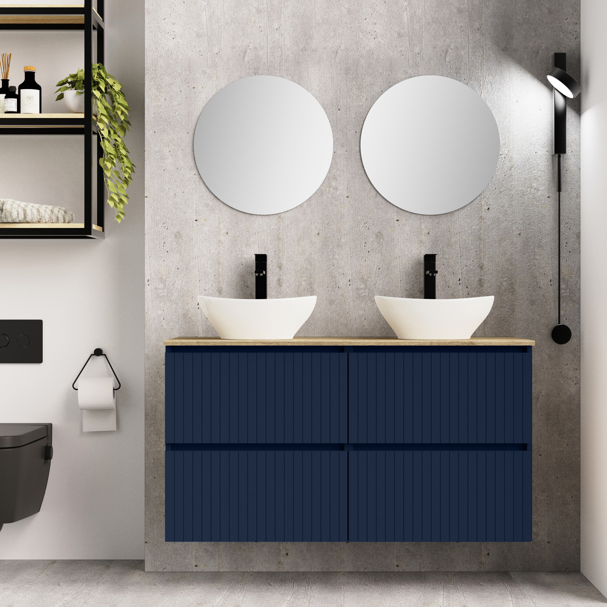 Ensemble de salle de bains Hali Alday, 120 cm, Bleu Navi
