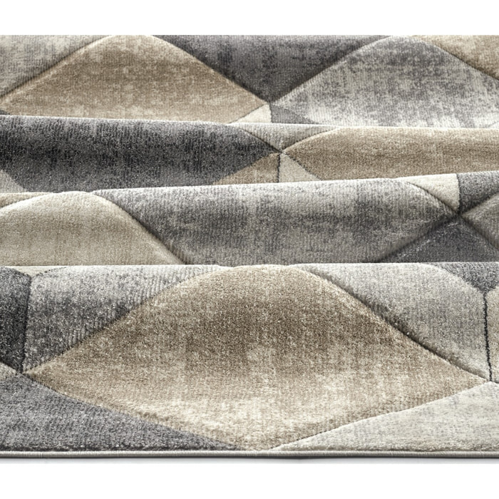 Tappeto Salotto Moderno Geometrico Grigio-Beige