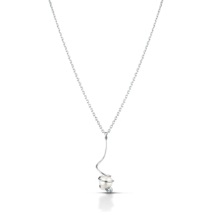 Collana FuJiko Perle Pendente Argento Pietre Bianche