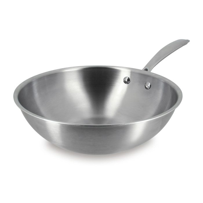 Wok en acier inoxydable 24 cm - fait en France - tous feux TRIPLY