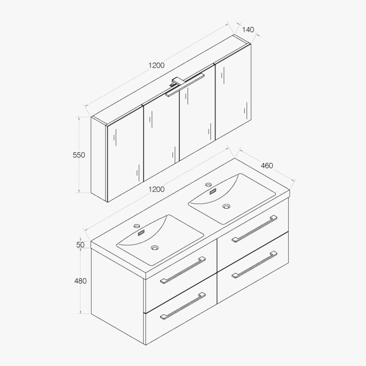 Ensemble meuble de salle de bain 120 cm Aquazur