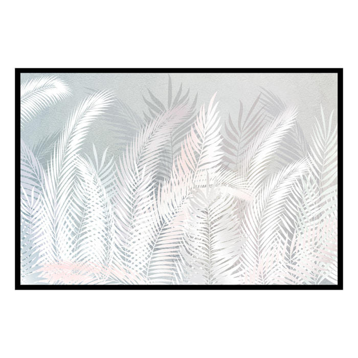 Affiche encadrée feuillage tropical pastel Affiche + cadre en métal - Noir