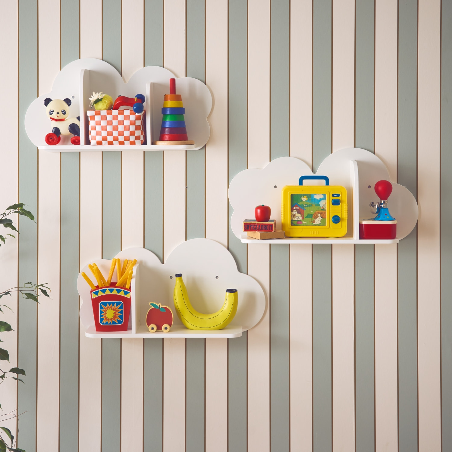 Lot de 3 étagères murales blanches nuage pour chambre enfant