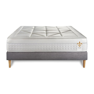 Ensemble Matelas Vingt-Huit - 28cm - Ressorts ensachés et mémoire de forme - Soutien point par point - Sommier Tapissier Gris