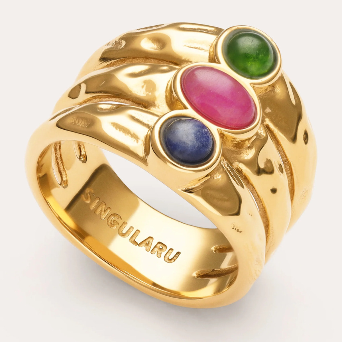 Anello Candela Stones Acciao Placcato Oro