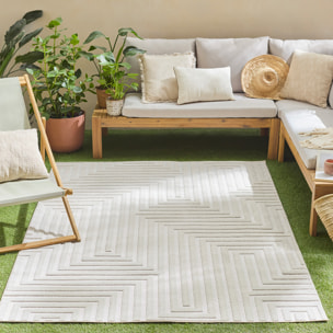 Tapis Loopin 338 crème - Motif en relief - Indoor & Outdoor