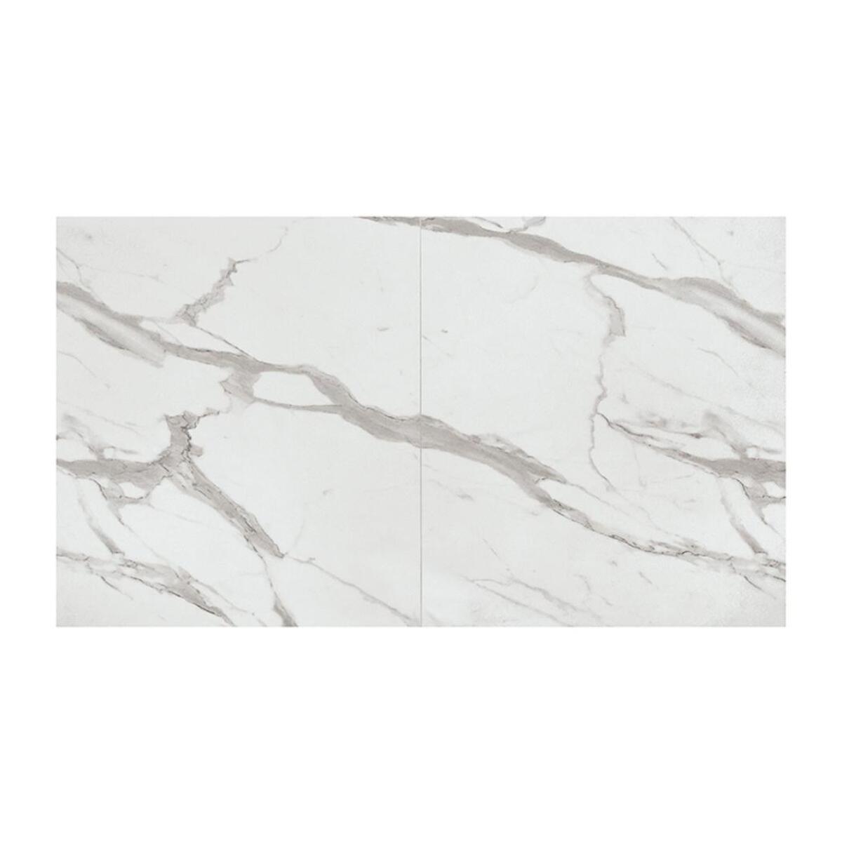 Tavolo VULCANO in legno, finitura bianco statuario e base in legno mdf nero, allungabile 160x90 cm - 240x90 cm