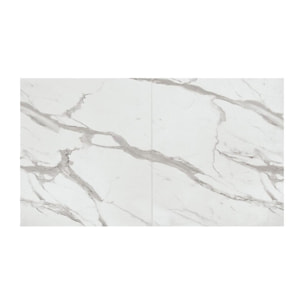 Tavolo VULCANO in legno, finitura bianco statuario e base in legno mdf nero, allungabile 160x90 cm - 240x90 cm