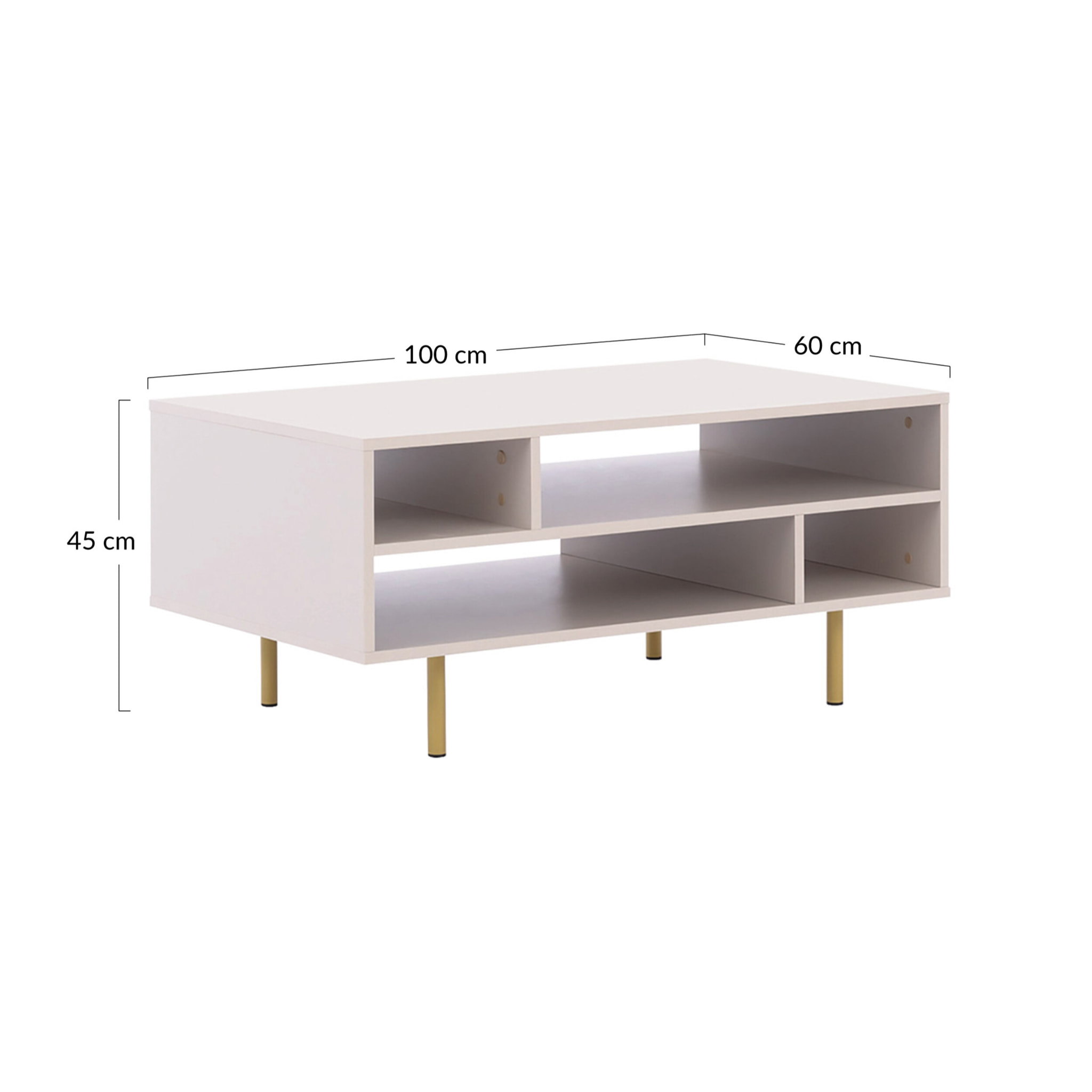 Monica - table basse - beige - 5 niches - 100 cm - Beige