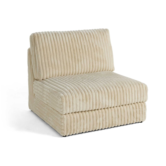 Jasper - module d'assise sans accoudoirs - en fausse fourrure côtelée - Beige
