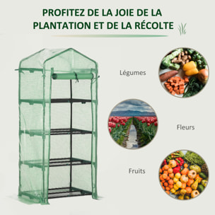 Serre de jardin balcon étagère serre 4 niveaux 0,7L x 0,5l x 1,6H m acier galvanisé bâche amovible PE haute densité vert