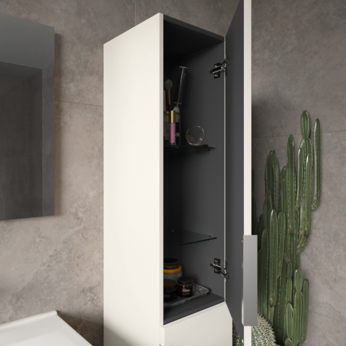 Colonne de salle de bain BURGBAD Olena 2 portes blanc brillant