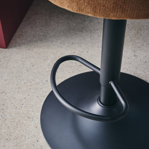 Tabouret de bar ajustable métal et tissu avec base noire 65/86,5cm (lot de 2) ABBY