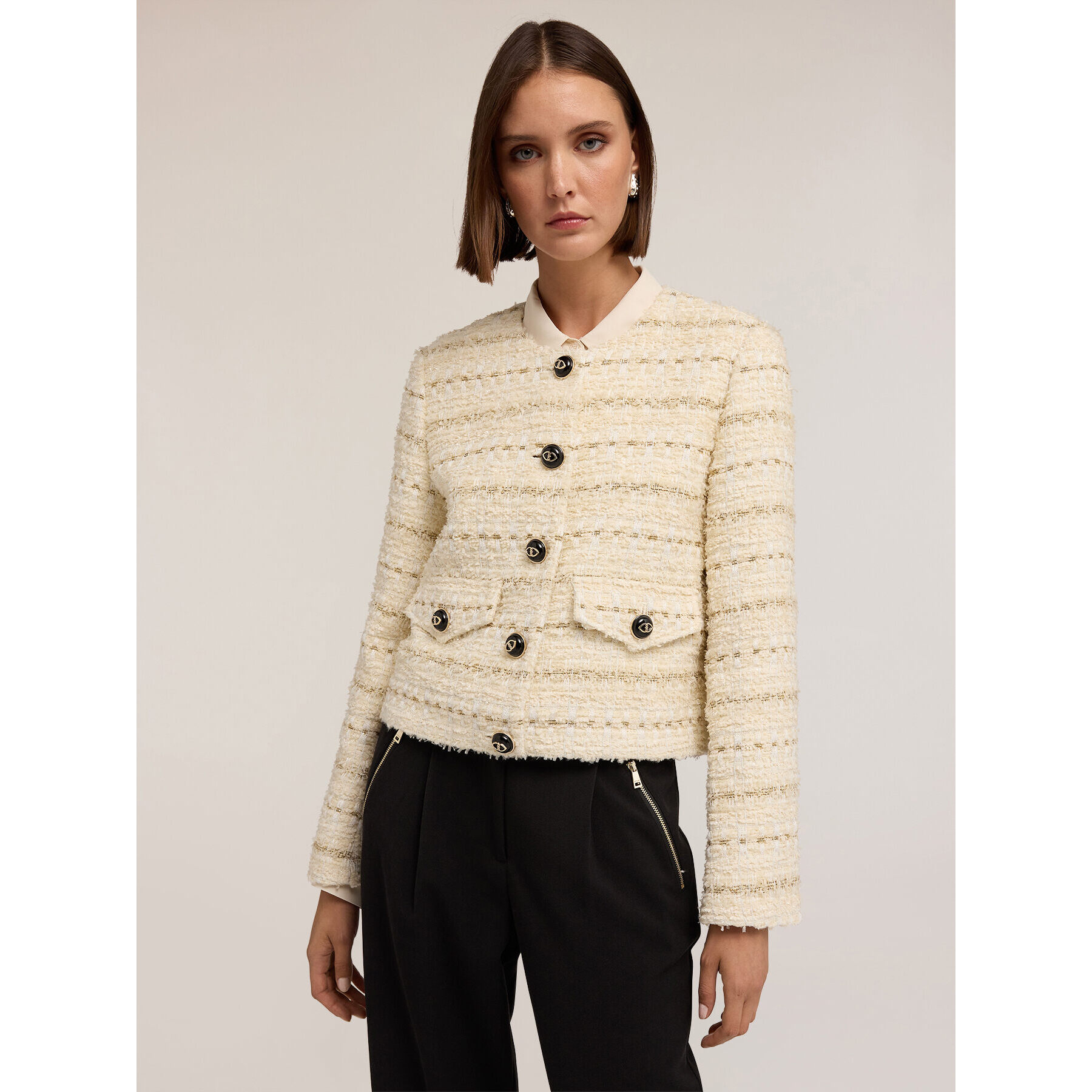 Motivi - Chaqueta de tejido bouclé con botones - Beige