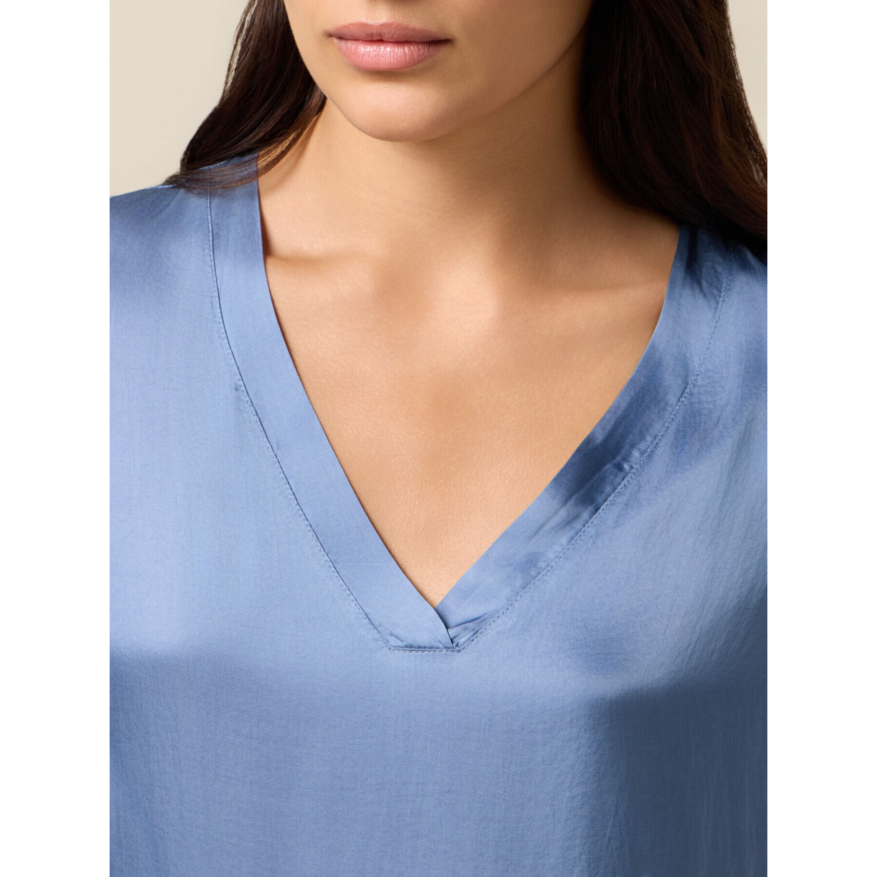 Oltre - Blusa in raso di viscosa - Azzurro