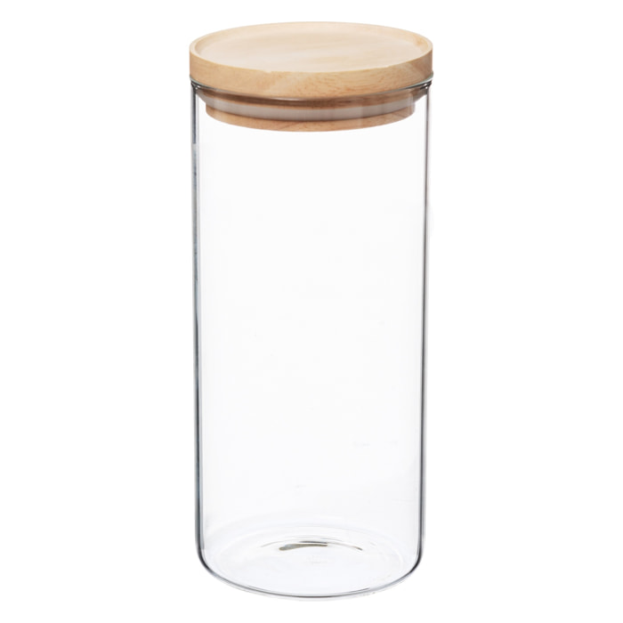 Set de 4 tarros de vidrio y madera 1,3 l