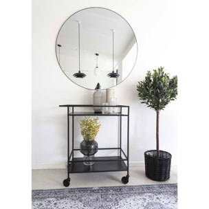 Carrello bar Vita a 2 ripiani in nero con struttura in acciaio, 68×40×79 cm