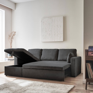 Canapé d'angle convertible réversible 3 places velours côtelé IDA