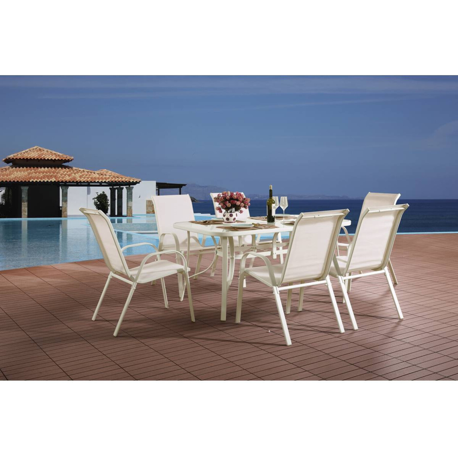 Salon de jardin en textilène "Cordoba" - Phoenix - Ecru