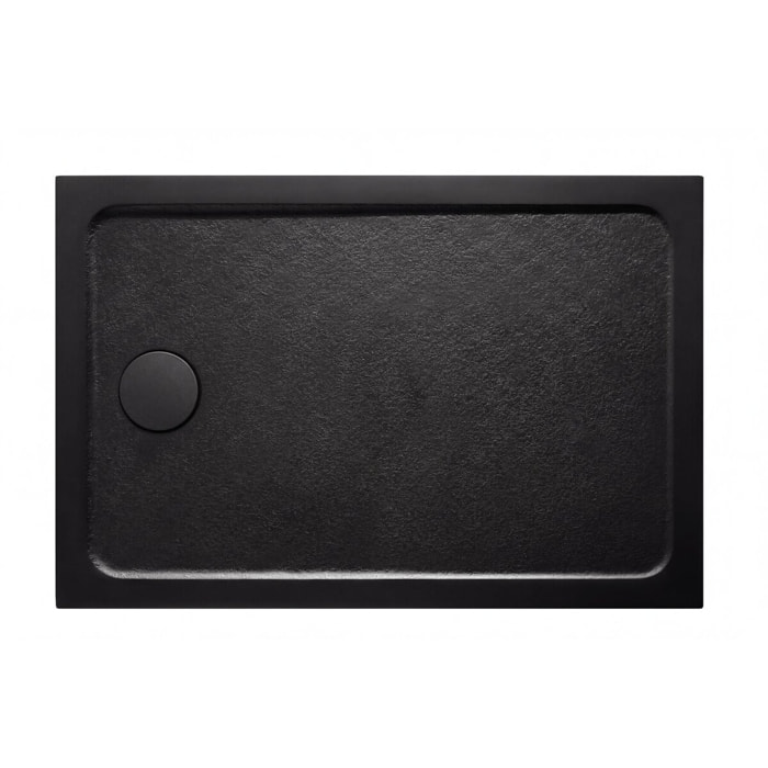100x80 cm receveur de douche en marbre coulé, Swiss Aqua Technologies Project, sans siphon ni pieds, noir mat (SATSVPRO10080CA)