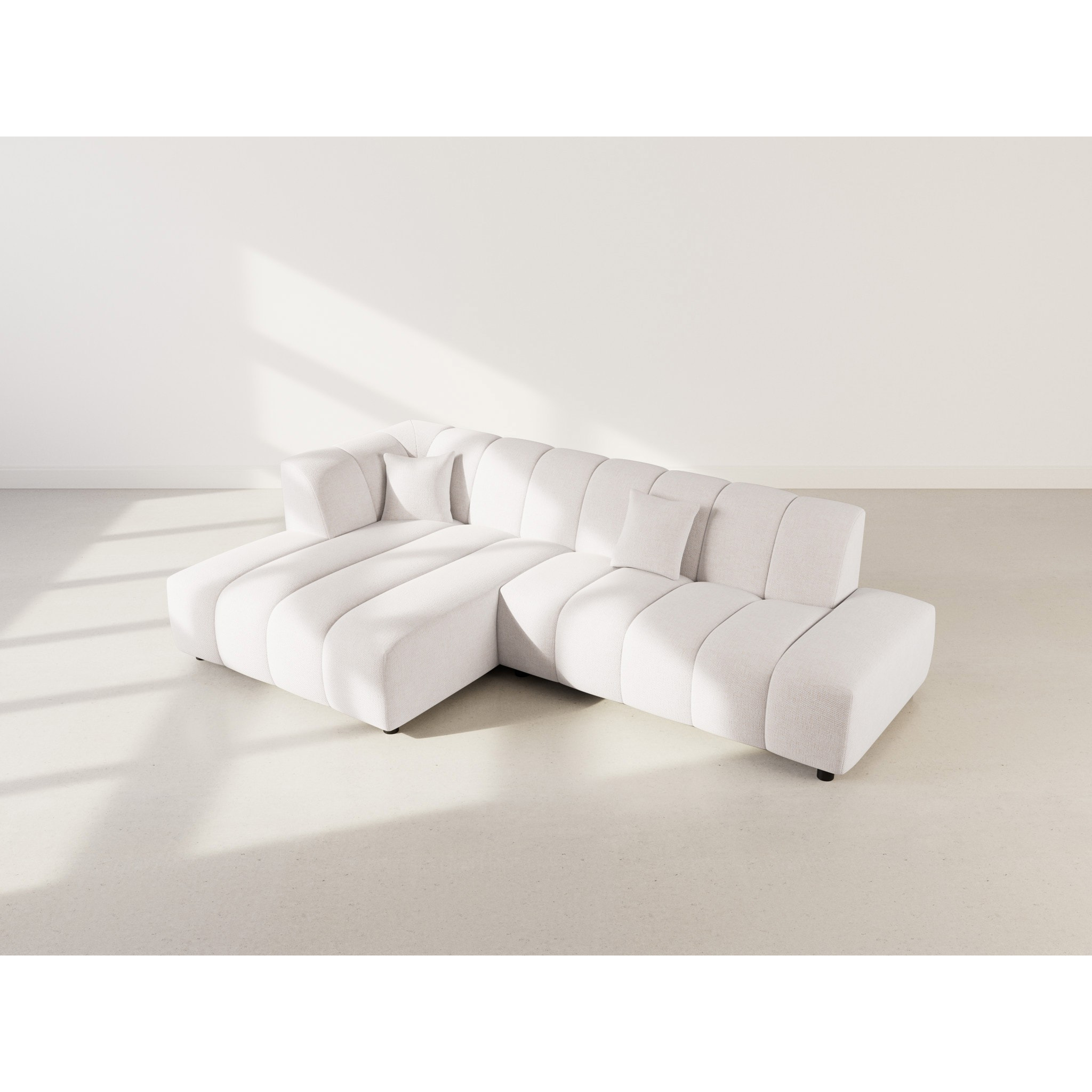 Curtis - canapé d'angle gauche 4 places sans accoudoir en tissu texturé - Beige