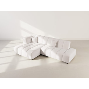 Curtis - canapé d'angle gauche 4 places sans accoudoir en tissu texturé - Beige