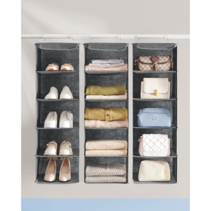 Organizer pensile grigio per armadio a 5 scomparti