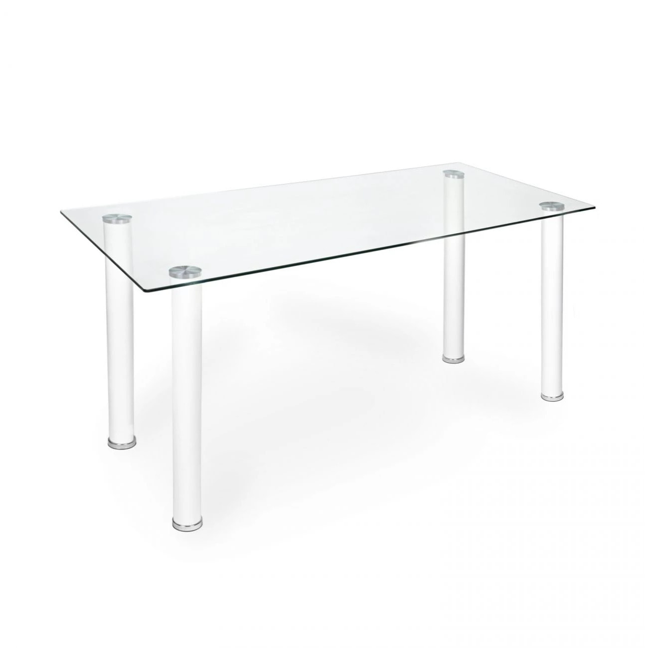 Mesa de comedor fija con sobre de cristal en blanco 140x80 cm Yuri Blanco