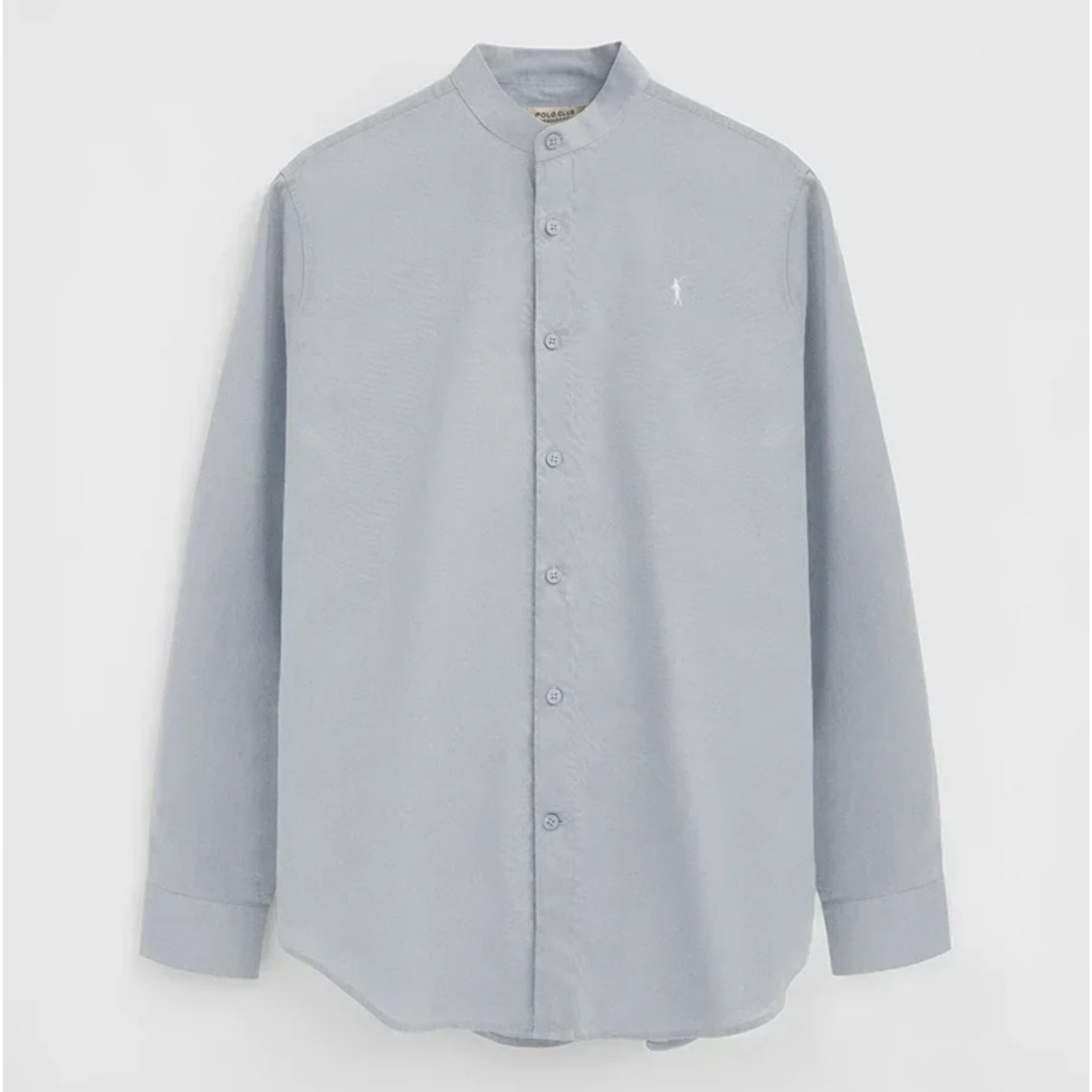 Camisa cotolino azul claro con cuello mao, corte regular y bordado Rigby Go