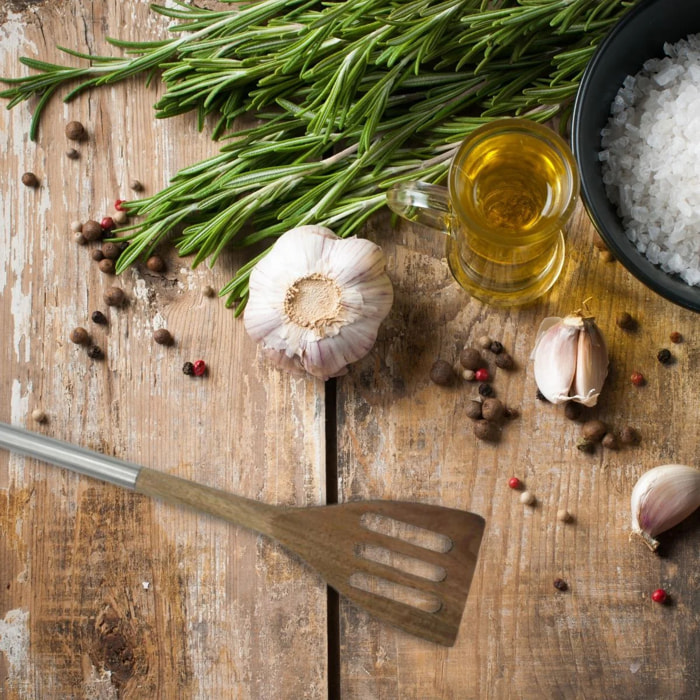 Spatule de cuisine ajourée en bois d'acacia 35 cm Fackelmann Synthesis