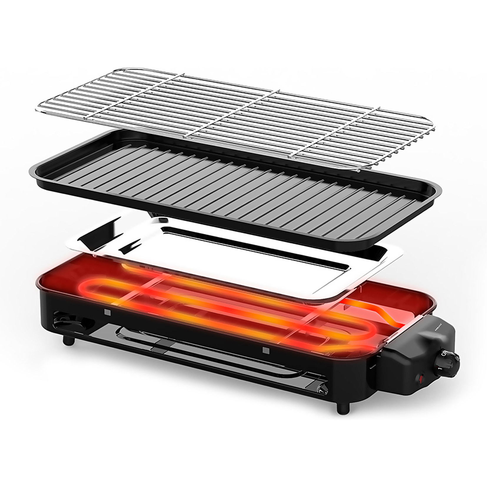 Parrilla eléctrica 2 en 1 de 1500W. Termostato regulable con 5 intensidades.