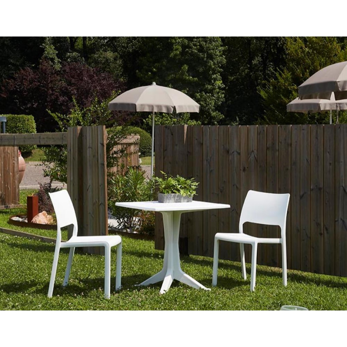 Tavolo da esterno Trani, Tavolo quadrato fisso, Tavolino da giardino multiuso, 100% Made in Italy, Cm 70x70h72, Bianco