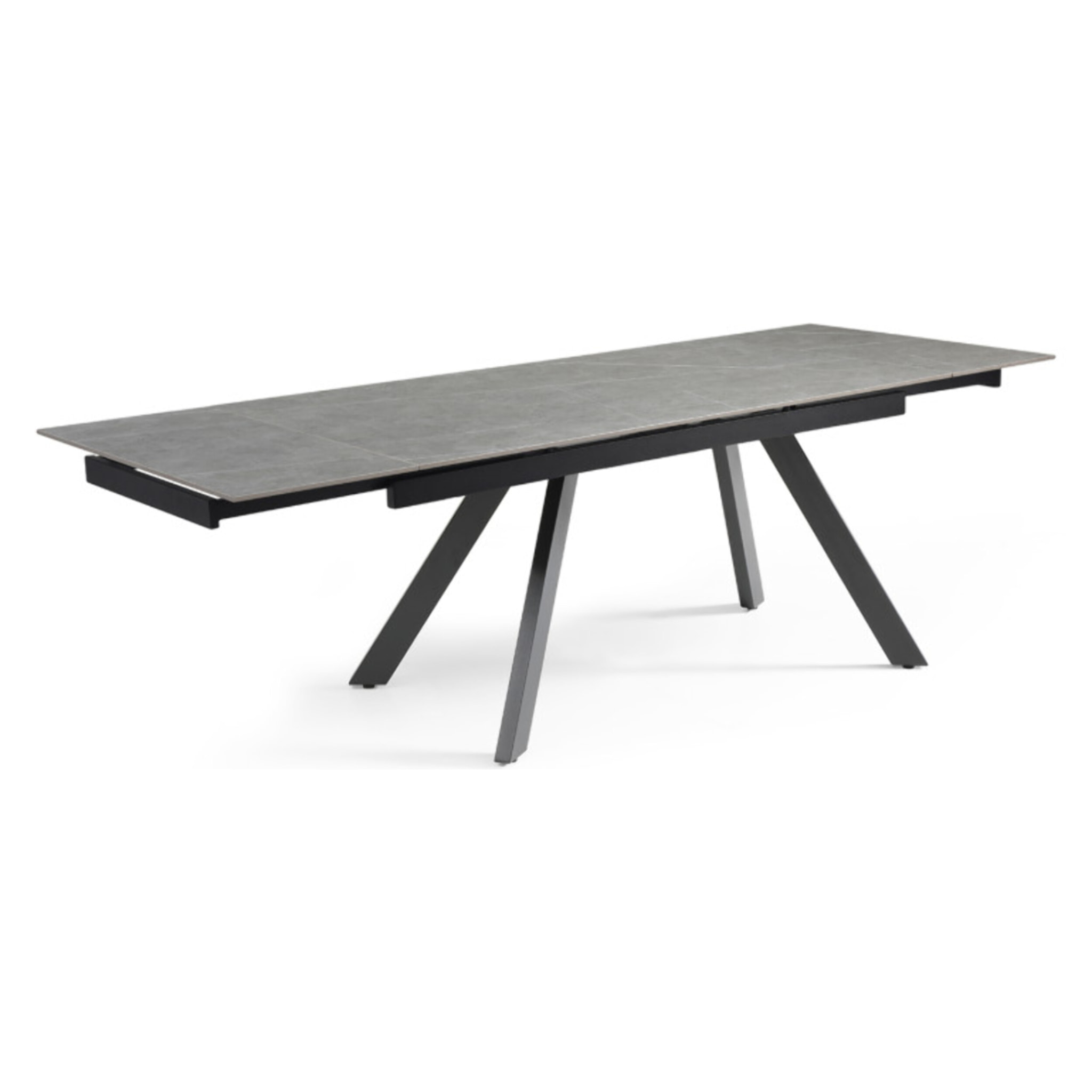 Table extensible céramique gris laqué 180/260cm - 8 piètements - UNIK