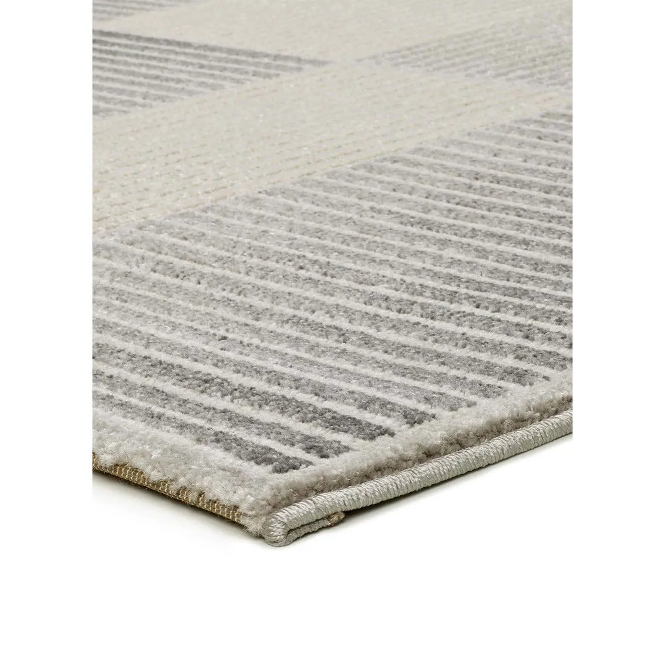 BARESA Alfombra geométrica con relieve en tonos gris y beige, varias medidas disponibles