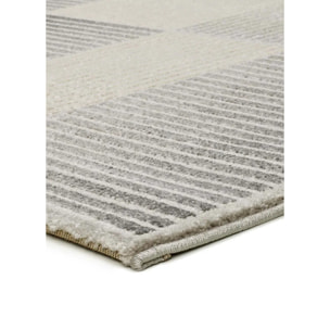 BARESA Alfombra geométrica con relieve en tonos gris y beige, varias medidas disponibles