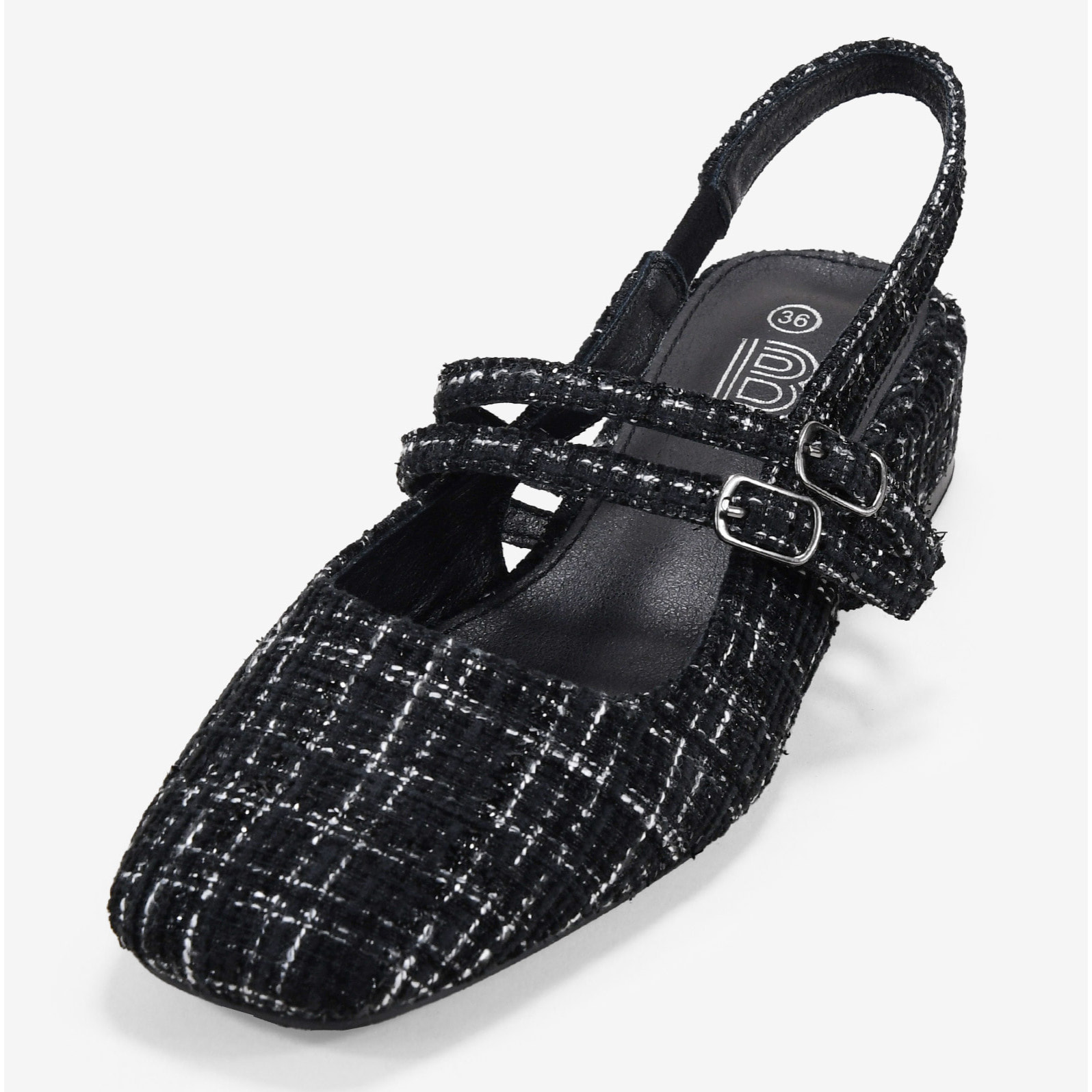 Zapatos Mary Jane destalonados negros con tacón