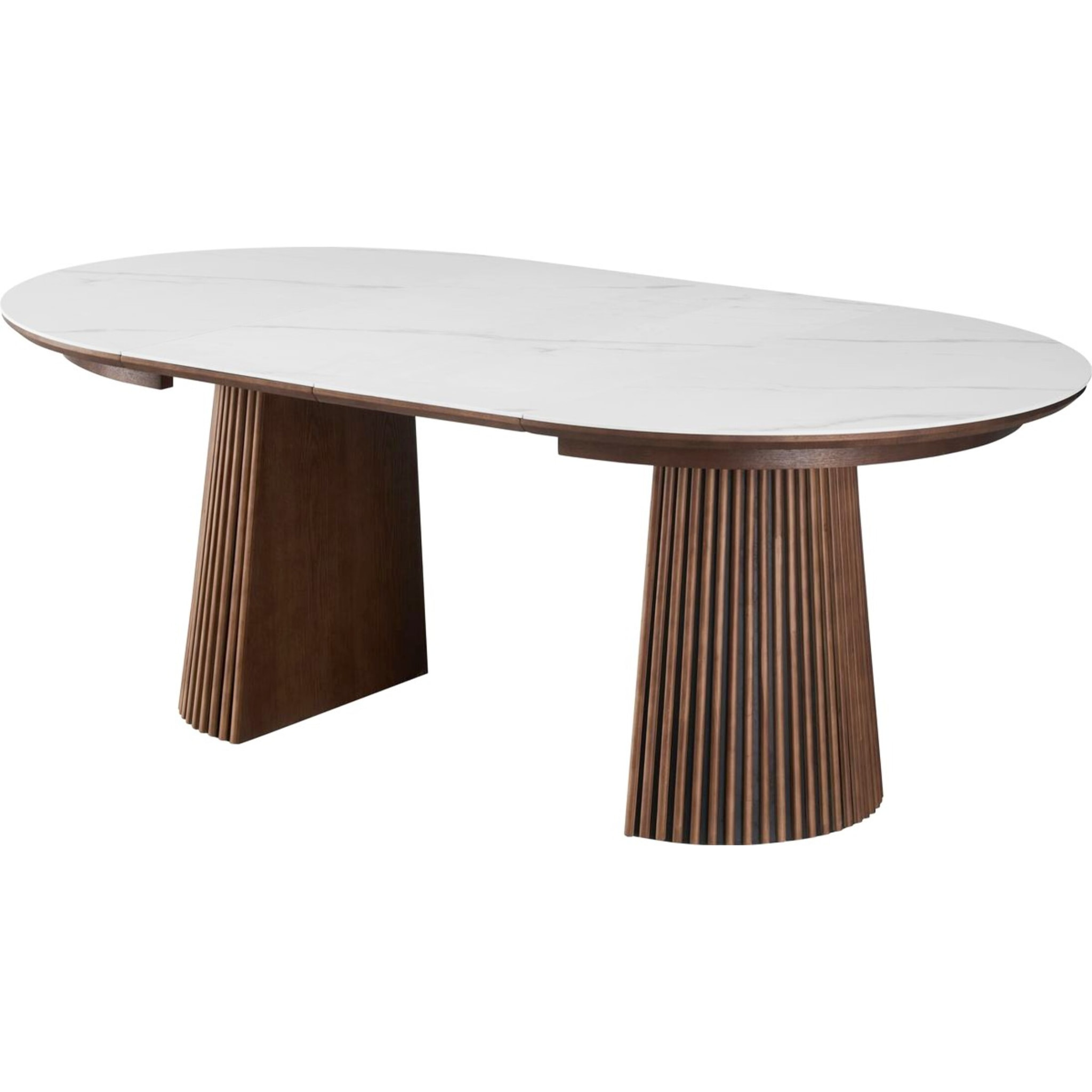 Table à manger ronde extensible en céramique bicolore 6/8 places - ADA