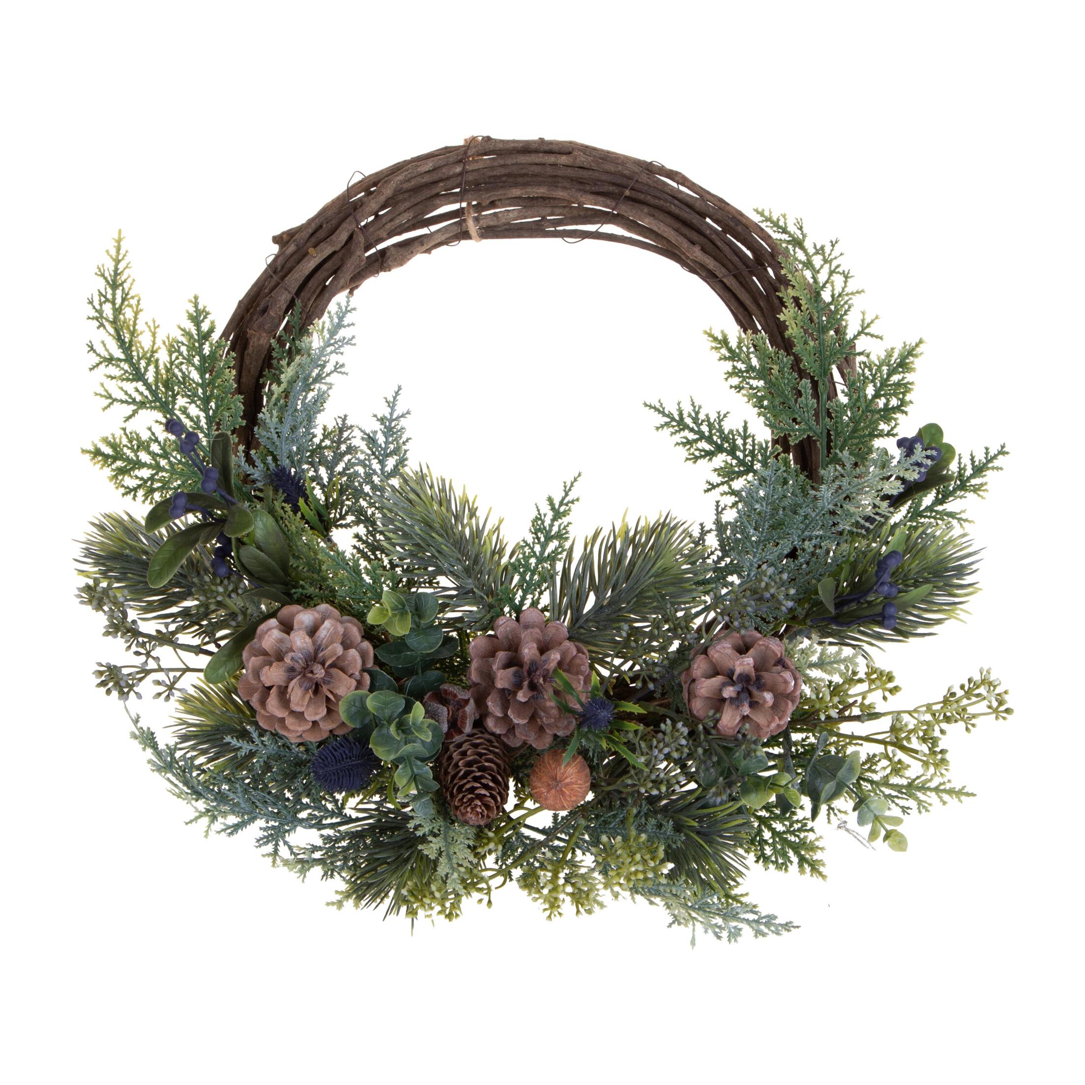 Corona willow con ghiande e mirtill - Pezzi 1 - VERDE - Bianchi Dino SpA