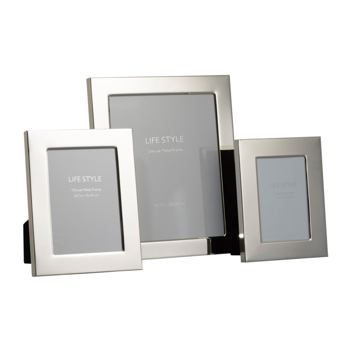 J-Line - Cadre photo bord large - métal argenté - large - 20x25 cm