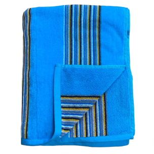 Serviette de plage éponge velours Jacquard - Milonga Turquoise - 140x180cm - 400g/m²