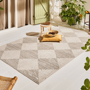 Tapis Loopin 323 Creme - Motif en relief - Indoor & Outdoor