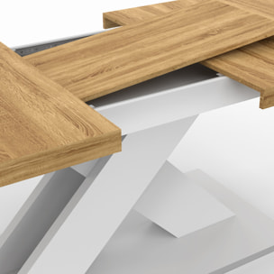 Table à manger extensible Alexia bois et blanc 160-200cm