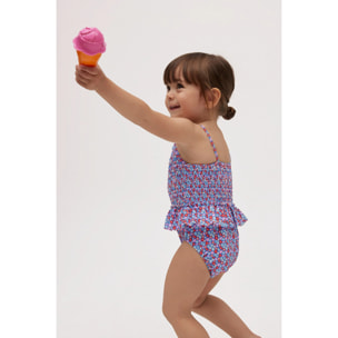 Costume da bagno bimba a nido d'ape con fiorellini