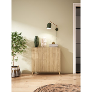 Zapatero Bergen melamina roble patas roble 87x90x27 cm