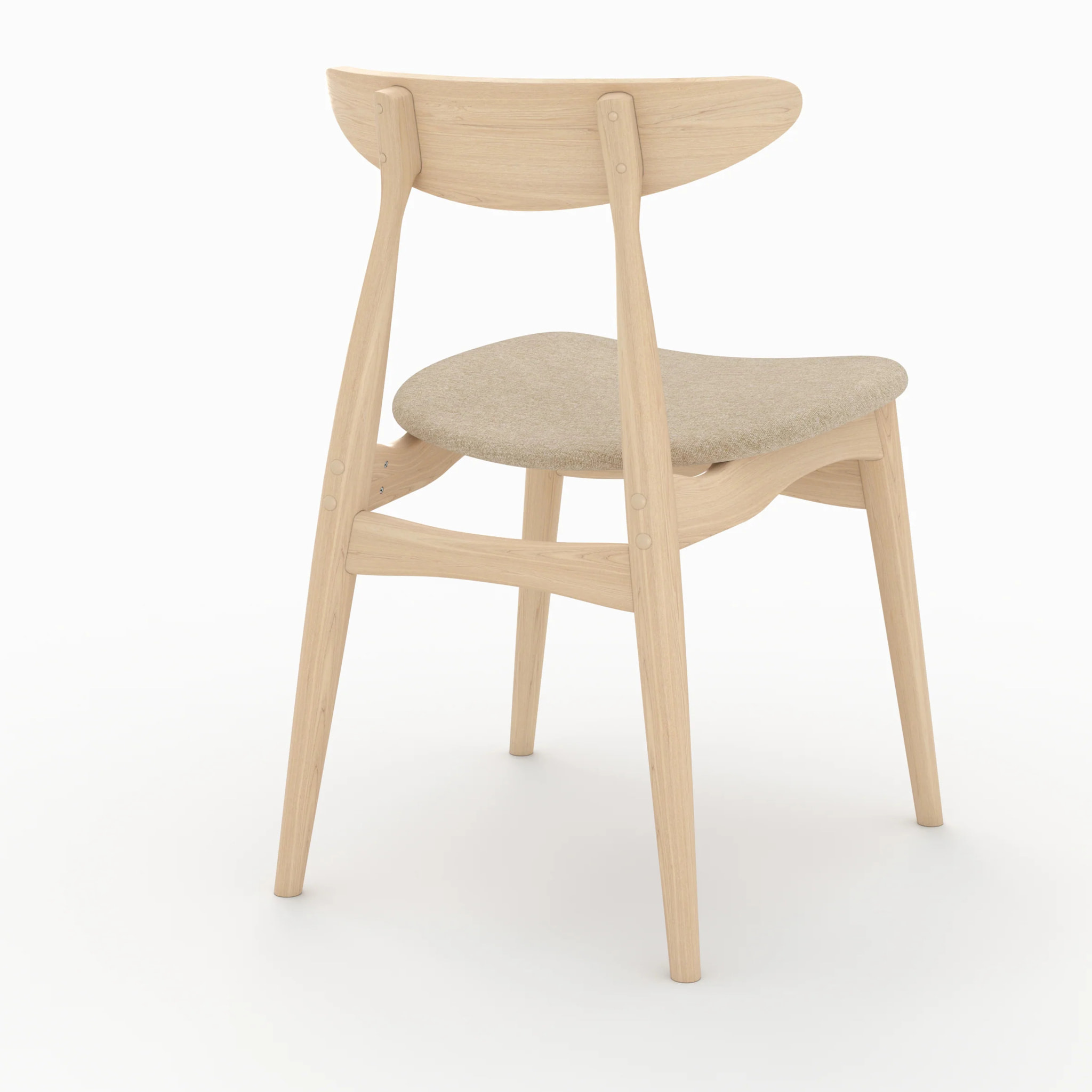 Lot de 2 chaises en tissu beige et bois d'hévéa - Josette