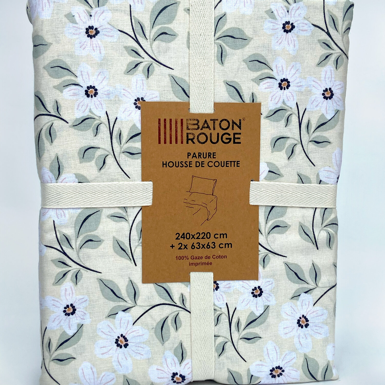 Parure housse de couette imprimé 100% gaze de coton - loucile