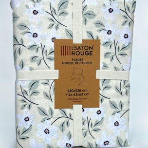 Parure housse de couette imprimé 100% gaze de coton - loucile
