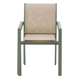 Fauteuil de jardin empilable "Essentia" lin & vert laurier aluminium et texaline