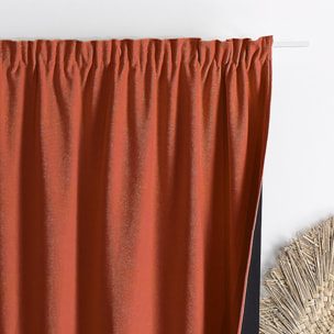 Rideau thermique phonique et semi occultant à galons fronceurs KONFOR - Terracotta
